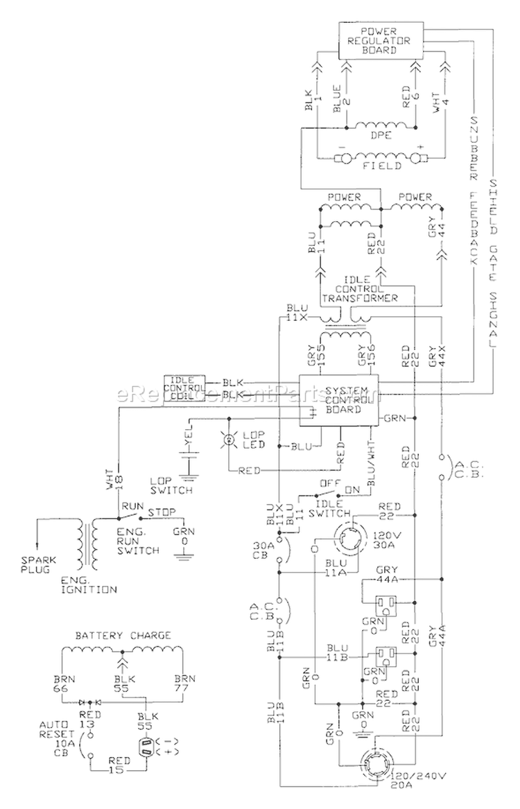 Page D Diagram and Parts List for 1313-1  Briggs and Stratton Generator